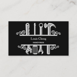 Zwarte zilveren gereedschappen, thuisreparateurs visitekaartje