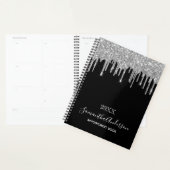 Zwarte zilveren glitter druppels 2025 planner (Display)