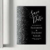 Zwarte Zilveren Glitter Magnetische Save the Date