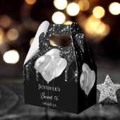 Zwarte zilveren glitter met een liefhebber van 16  bedankdoosjes