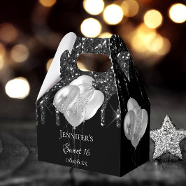 Zwarte zilveren glitter met een liefhebber van 16  bedankdoosjes