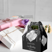 Zwarte zilveren glitter-partij op feestdag drijft  bedankdoosjes