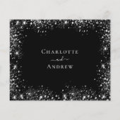 Zwarte zilveren glitter sparkles budget bruiloft R (Achterkant)