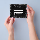 Zwarte zilveren glitter sparkles budget bruiloft R Flyer (Hand)