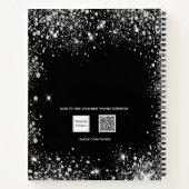 Zwarte zilveren glitter sparkles initiaal notitieboek (Achterkant)