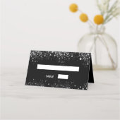 Zwarte zilveren glitter-sparren plaatskaartje (Voorkant)