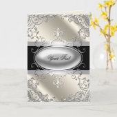 Zwarte Zilveren Ivoren Wenskaart Kaart (Gele Bloem)