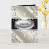 Zwarte Zilveren Ivoren Wenskaart Kaart (Gele Bloem)