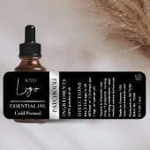 Zwarte Zilveren Logo Etherische Olie Fles Waterdic Labels