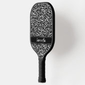 Zwarte Zilveren Luipaardprint Persoonlijk Pickleball Paddle (Links)