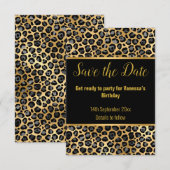 ZWARTE ZILVEREN LUIPERD SAVE THE DATE 2 RSVP KAARTJE (Voorkant / Achterkant)