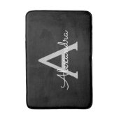 Zwarte Zilveren Moderne Script Meisjesachtige Mono Badmat (Voorkant Verticaal)