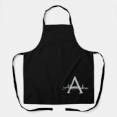 Zwarte Zilveren Moderne Script Meisjesachtige Mono Schort (Voorkant)