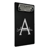 Zwarte Zilveren Moderne Script Meisjesnaam Monogra Mini Klembord (Schuin)