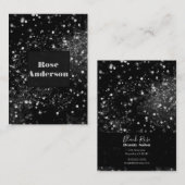 Zwarte zilveren mousserende lampjes Glam Sparkle G Visitekaartje (Voorkant / Achterkant)
