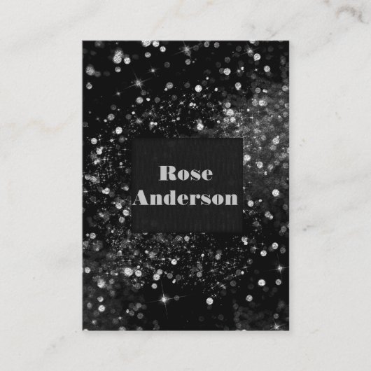 Zwarte zilveren mousserende lampjes Glam Sparkle G Visitekaartje (Voorkant)