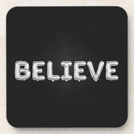 Zwarte zilveren opgeblazen letters geloven Onderze Bier Onderzetter