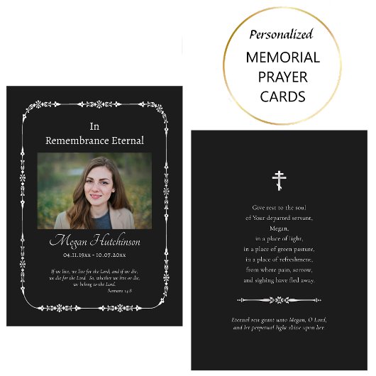 Zwarte Zilveren Orthodoxe Begrafenisgebed Kaart Plaatskaartje