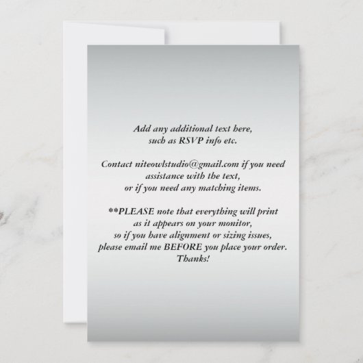 Zwarte Zilveren Sierlijke Rol 25-jarig Jubileum Ui Kaart (Achterkant)