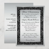 Zwarte Zilveren Sierlijke Rol 25-jarig Jubileum Ui Kaart (Voorkant / Achterkant)