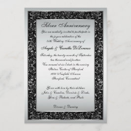 Zwarte Zilveren Sierlijke Rol 25ste Verjaardagsuit Kaart