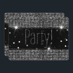 Zwarte & Zilveren Sparkle Party Lichten van zaterd Kaart<br><div class="desc">Aanpassen voor elke gebeurtenis</div>