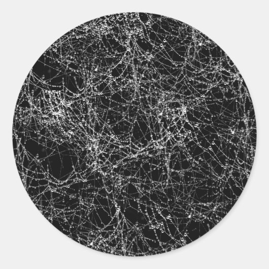 Zwarte & Zilveren Spinnenwebben Chic Halloween Fee Ronde Sticker (Voorkant)