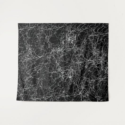 Zwarte & Zilveren Spinnewebben Chic Halloween Fees Wandkleed (Voorkant (horizontaal))