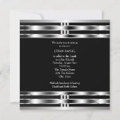 Zwarte Zilveren Ster van David Bar Mitswa Kaart (Achterkant)