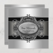 Zwarte Zilveren Ster van David Bar Mitswa Kaart (Voorkant / Achterkant)