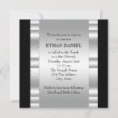 Zwarte Zilveren Ster van David Bar Mitswa Kaart (Achterkant)