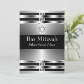 Zwarte Zilveren Ster van David Bar Mitswa Kaart (Staand voorkant)
