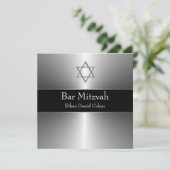 Zwarte Zilveren Ster van David Bar Mitswa Kaart (Staand voorkant)