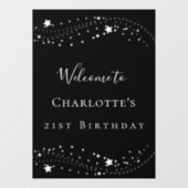 Zwarte zilveren sterren elegante verjaardagsfeest  raamsticker (Vel)