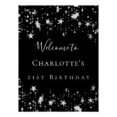 Zwarte zilveren sterren welkom perfect poster (Voorkant)