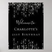 Zwarte zilveren sterren welkom poster (Voorkant)