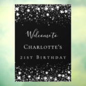 Zwarte zilveren sterren welkom raamsticker (Vel 3)