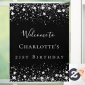 Zwarte zilveren sterren welkom raamsticker (Huis)