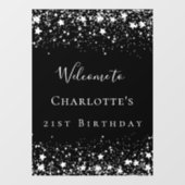 Zwarte zilveren sterren welkom raamsticker (Vel)