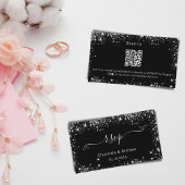 Zwarte zilveren trouwwebsite RSVP QR-code Informatiekaartje