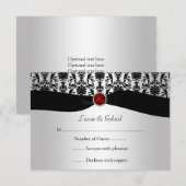 Zwarte Zilveren van het Damast Rode van het Juweel RSVP Kaartje (Voorkant / Achterkant)