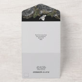 Zwarte zilverglazen vlinder roos florale kaas all in one uitnodiging (Buitenkant)