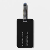 Zwarte zilverglitter druppelt monogram op bagagelabel (Achterkant verticaal)