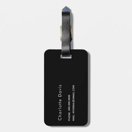 Zwarte zilverglitter druppelt monogram op bagagelabel (Achterkant verticaal)