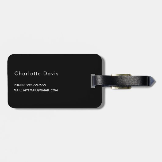 Zwarte zilverglitter druppelt monogram op bagagelabel (Achterkant horizontaal)