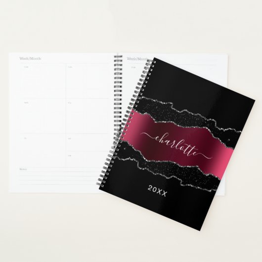 Zwarte zilverglitter met bruinkoolglitter 2023 planner (Display)