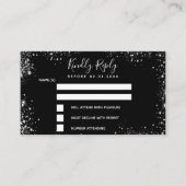 Zwarte zilverglitter RSVP Informatiekaartje (Voorkant)