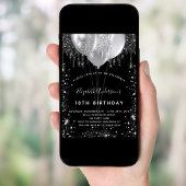 Zwarte zilverglitterballonnen van de verjaardag kaart