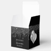 Zwarte zilverglitterballonnen van Quinceanera Bedankdoosjes (Geopend)