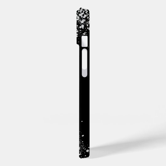 Zwarte zilverglitterbloemen met vuursteentje Case-Mate iPhone case (Achterkant / Links)